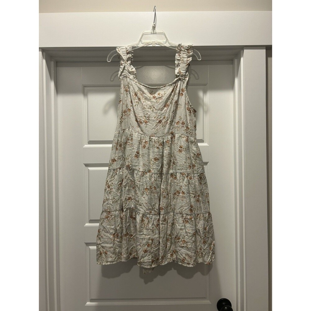 Blu Pepper Cream Floral Mini Tank Dress Large Fairy Cottagecore Coquette Flirty